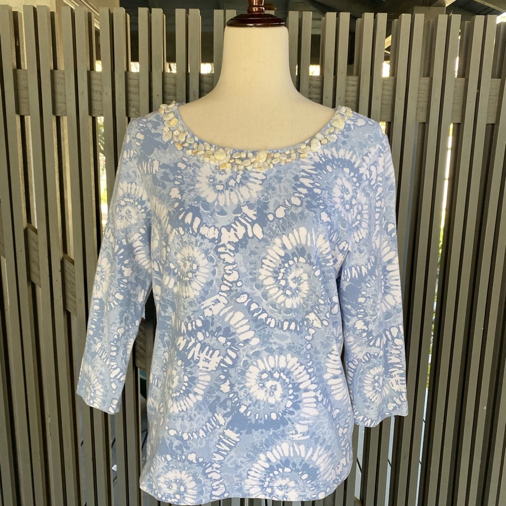 Ruby Rd. petite Cotton/Spandex Shirt Petite Large with Embellishments!